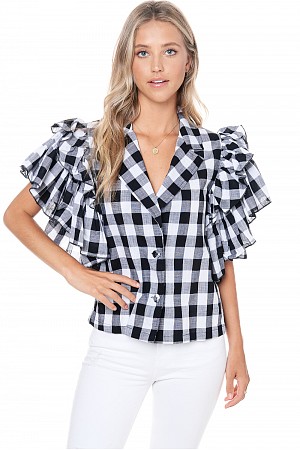 Midi Sleeve Ruffle  Blouse 